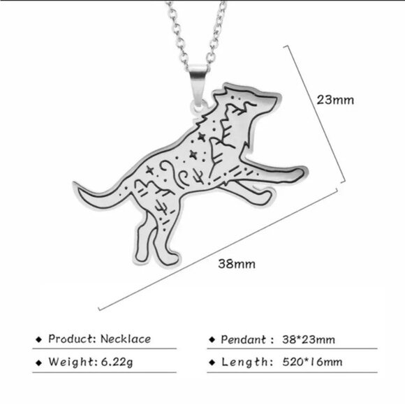 Wolf Silhouette Stainless Steel Pendant ~ Adjustable Necklace ~ Brand New - Picture 9 of 9